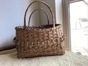 Penobscot Large Oak Splint indian Gathering Basket early 1900 Native american